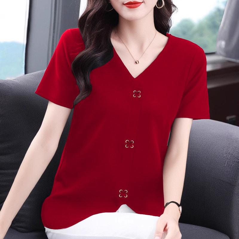 大码短袖t恤女装夏季新款洋气妈妈体恤宽松胖mm遮肚子女士上衣服,女装/女士精品,T恤,淘宝优惠券,粉丝福利购,淘宝优惠卷