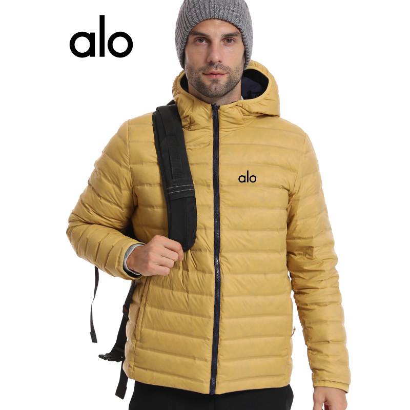 alo轻薄羽绒服双面穿男连帽防风保暖外套短款轻便户外运动上衣