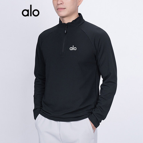 alo春秋季运动卫衣男户外健身立领半拉链套头跑步速干透气休闲T恤