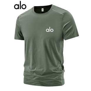 大码 冰丝吸湿T透气速干夏季 透气高弹力运动健身衣 T恤男士 ALO短袖