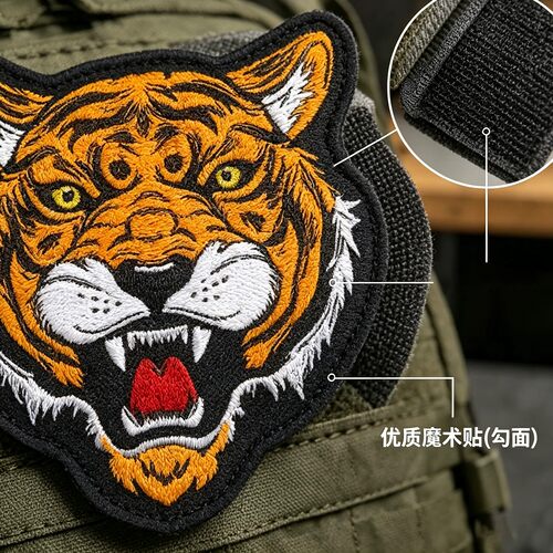 老虎刺绣军迷风优质魔术贴章