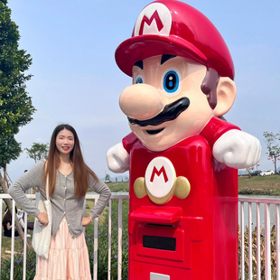 大型玛利欧信箱玻璃纤维雕塑超级玛利欧公仔商场店铺装饰户外打卡