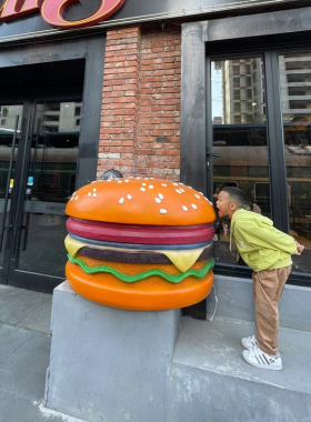网红发光汉堡模型户外玻璃钢雕塑招牌门头立体摆件汉堡店美陈装饰