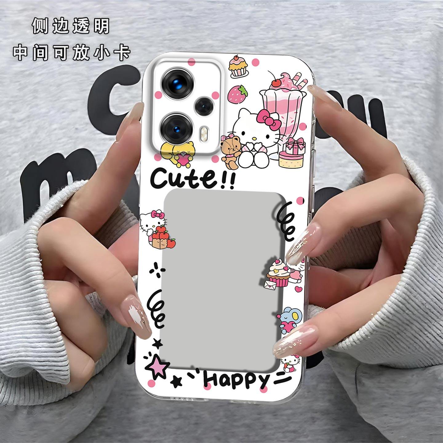 可爱KT猫相框可放照片适用红米note12Turbo手机壳小米Note12 turbo镜头全包Redmi磨砂防摔软壳保护套创意新款