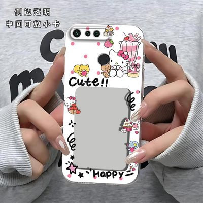可爱KT猫相框可放照片适用于荣耀V20手机壳Honor镜头全包pct-al10磨砂防摔软壳保护套直边小卡创意新款手机套