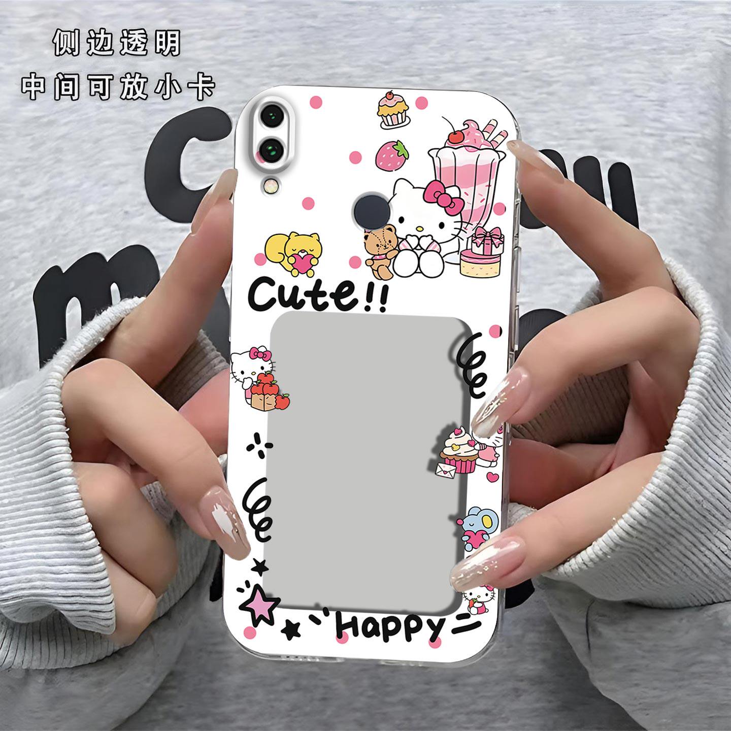 可爱KT猫相框可放照片适用红米Note7手机壳Redmi小米note7pro镜头全包磨砂防摔软壳保护套直边创意新款手机套