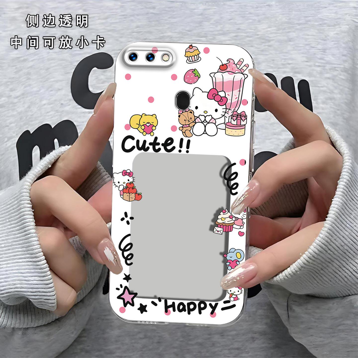 可爱KT猫相框可放照片适用OPPOR15手机壳r15标准版镜头全包pacm00磨砂防摔软壳保护套直边小卡创意新款手机套
