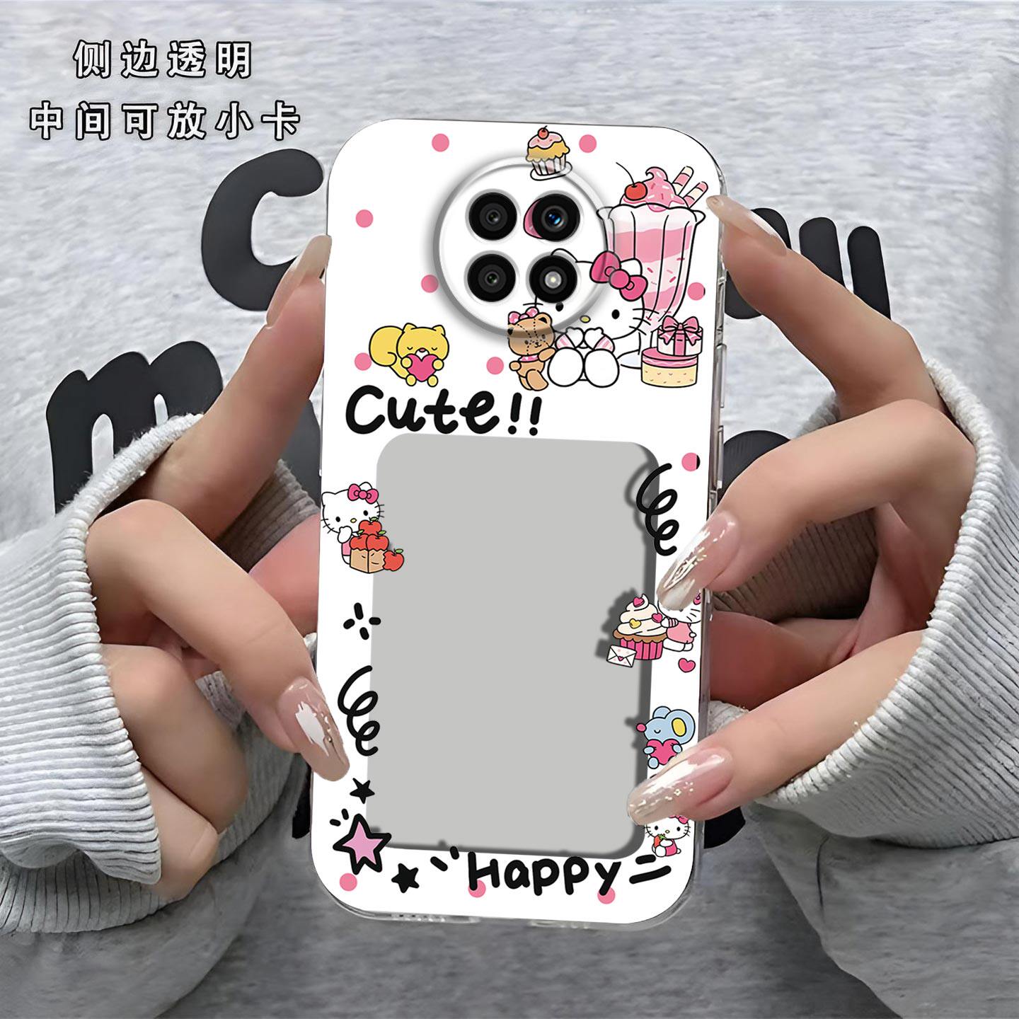 可爱KT猫相框可放照片适用于荣耀play5活力版手机壳镜头全包new-an90磨砂防摔软壳保护套直边小卡新款手机套