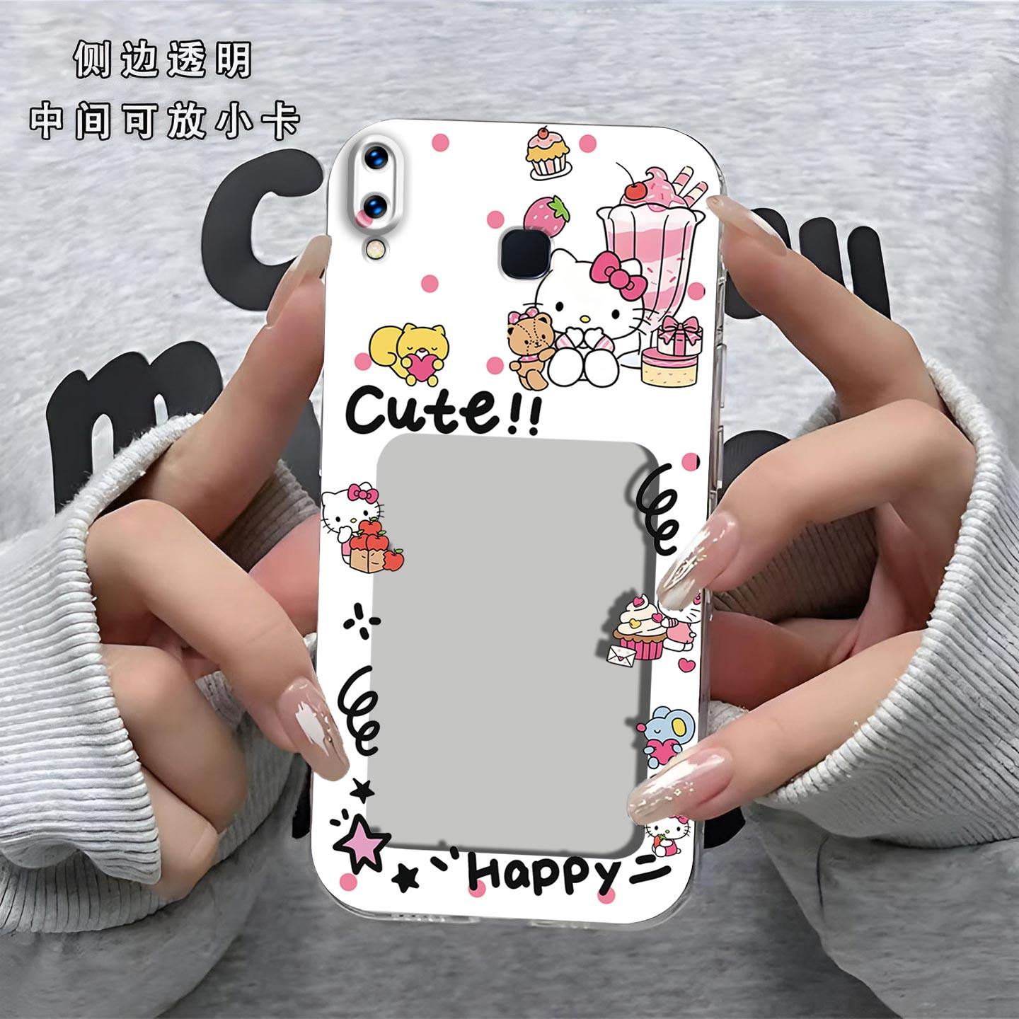 可爱KT猫相框可放照片适用于vivo Z1i手机壳z1青春版镜头全包z3x磨砂防摔软壳v1730da保护套直边小卡创意新款
