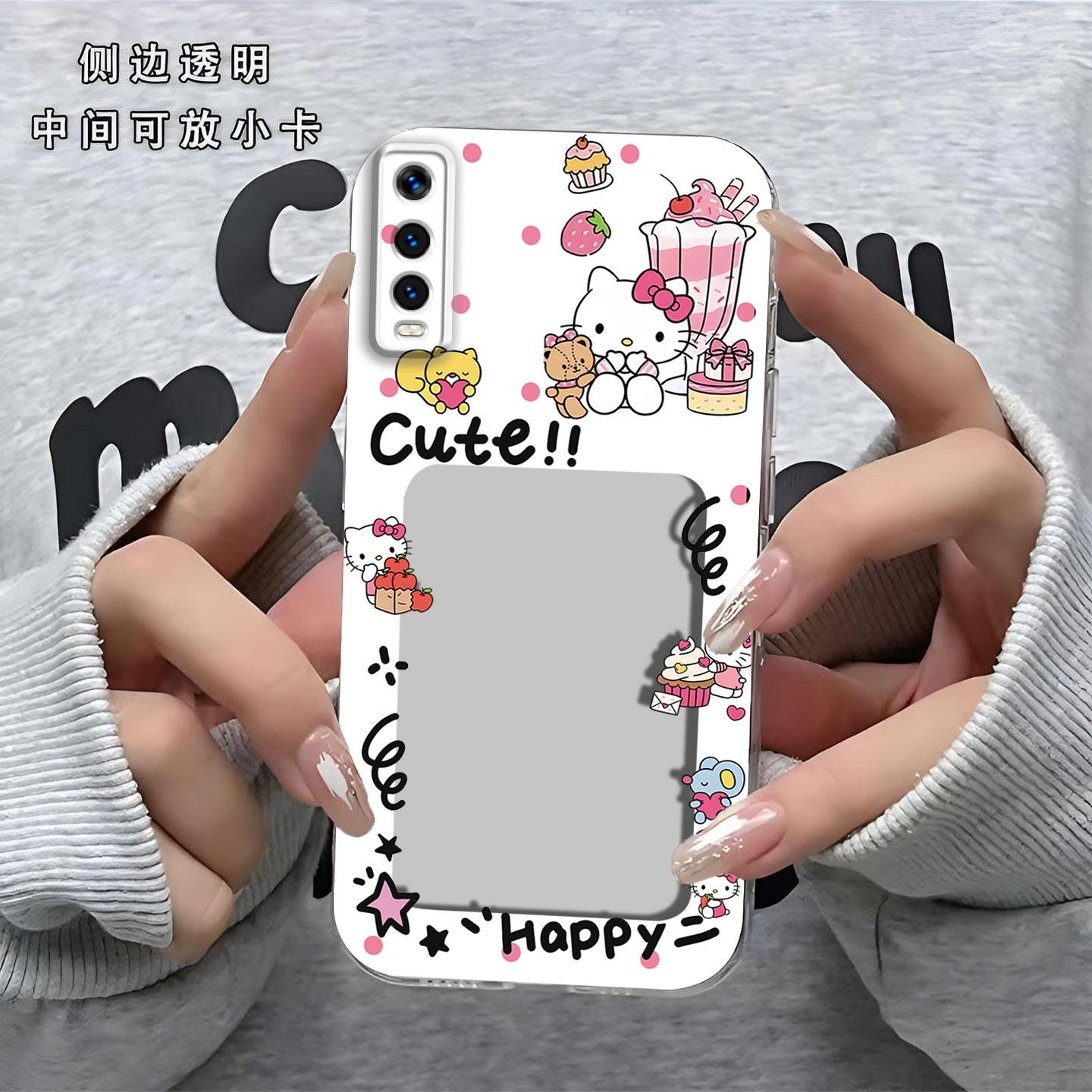 可爱KT猫相框可放照片适用vivo Y30手机壳y30标准版镜头全包v2036A磨砂防摔软壳保护套直边v2034A新款手机套