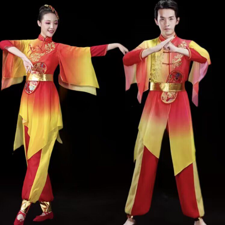 2023新款打鼓服男女腰鼓水鼓开场舞大鼓铜锣鼓队喜庆中国鼓演出服