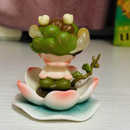 dimoo一起冥想陶瓷莲花底座摆件