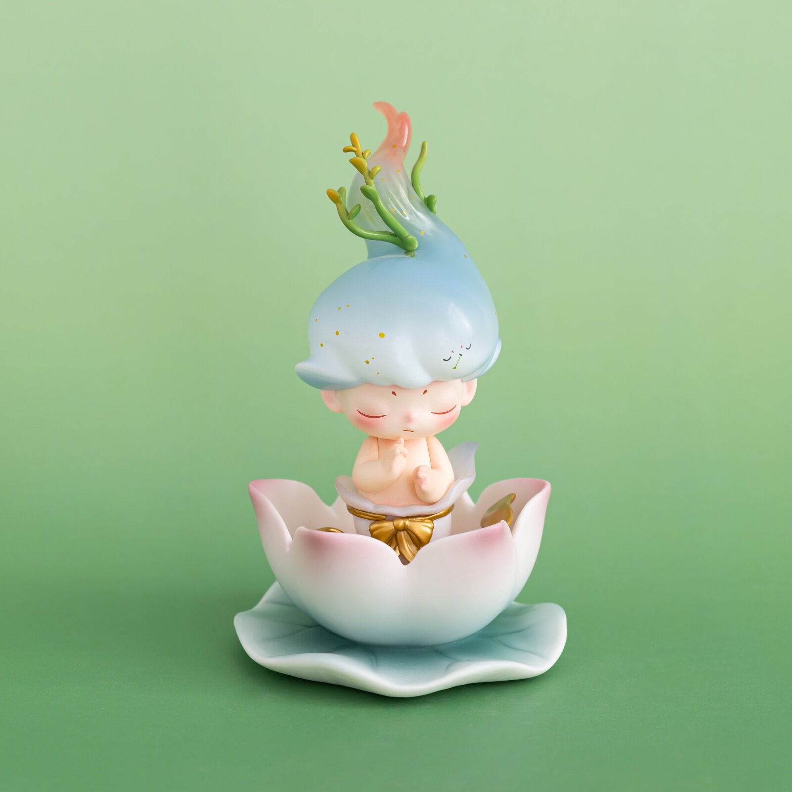 陶瓷莲花手办盲盒底座装饰小摆件
