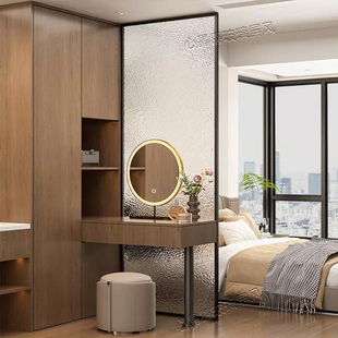 主卧室油画超白水波纹艺术玻璃隔断屏风定制房间卫生间门对床遮挡