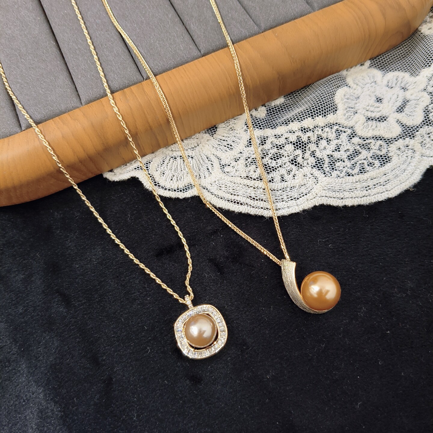 新款韩版时尚百搭咖色珍珠项链女轻奢小众秋冬百搭微钻锆石毛衣链