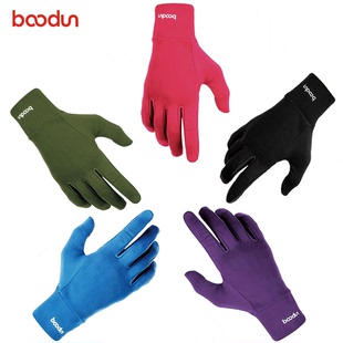 Boodun博顿运动手套户外跑步防冻全指防滑细绒保暖触屏薄手套男女