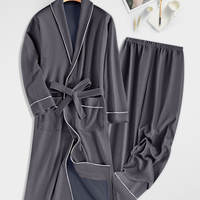 Overweight and plus-size 250 pounds men's bathrobes, couple's polyester-cotton spring and autumn high-end sexy hotel-style bathrobes and pajamas for women thumbnail 7