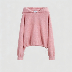 SSAVAGE 慵懒风圈圈花纱肌理连帽卫衣SS90963B 粉雾星尘