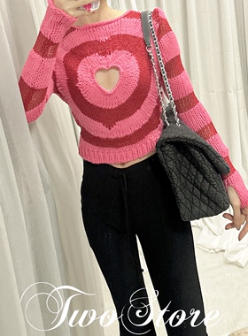 TWO女装2023秋季新款叛逆甜心气质名媛风百搭绞花羊毛毛衣