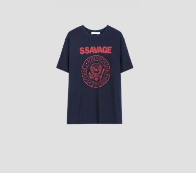 SSAVAGE“复刻回忆”高支埃及棉复古撞色印花百搭短袖T恤SS90742