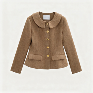 SSAVAGE“伯朗蒂”立裁收腰异型扣羊毛呢西装外套SS90866