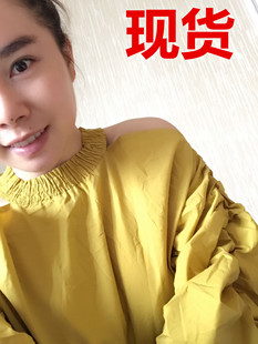 Cute ALUONLINESHOP 新势力周 yellow蓬蓬袖 2017 小露肩上衣