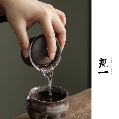老岩泥二才小盖碗中式粗陶