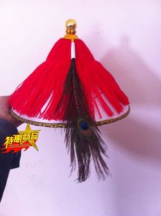 古装演出官军将军士兵清兵红缨兵帽影视影楼婚纱摄影道具孔雀翎帽
