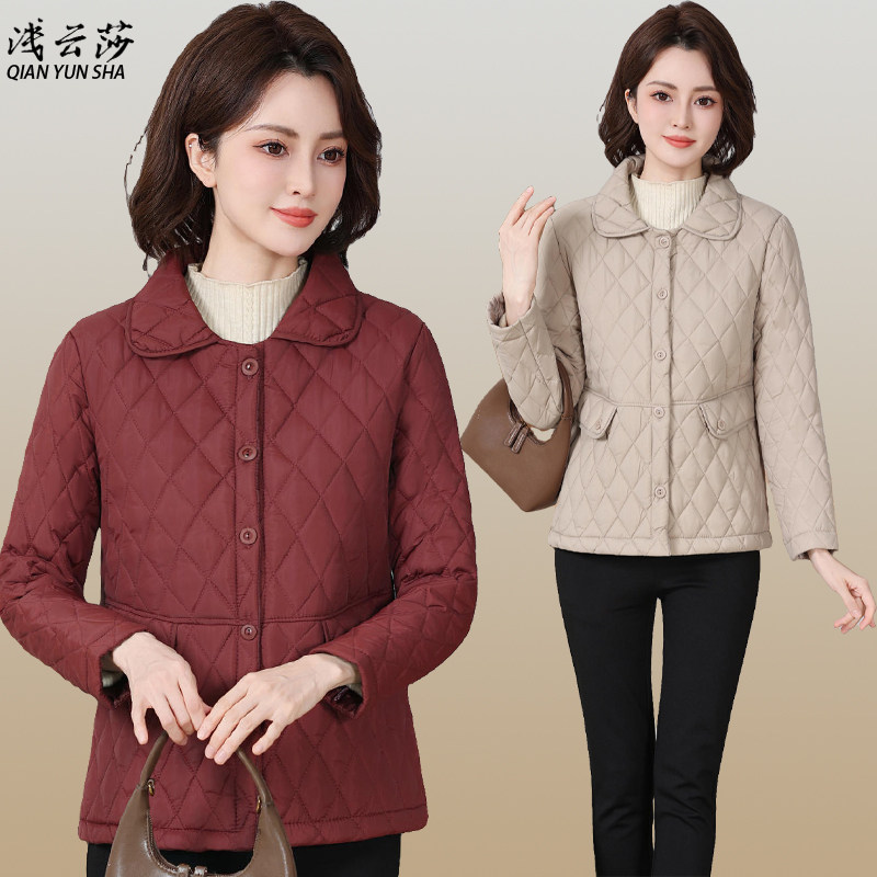 2025新款中年妈妈秋冬装轻薄棉服外套洋气中老年女装春秋棉衣棉袄