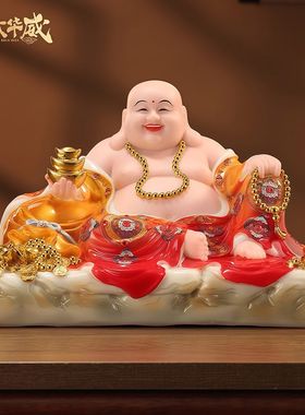 汉白玉弥勒佛菩萨大肚笑佛招财弥勒佛玄关办公室客厅家用供奉摆件