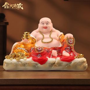 汉白玉弥勒佛菩萨大肚笑佛招财弥勒佛玄关办公室客厅家用供奉摆件