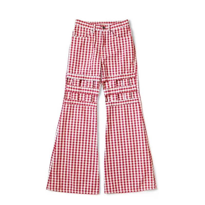 KAPITAL 平田和宏  棉 格子 镂空 女款 休闲裤,女装/女士精品,休闲裤,淘宝优惠券,粉丝福利购,淘宝优惠卷