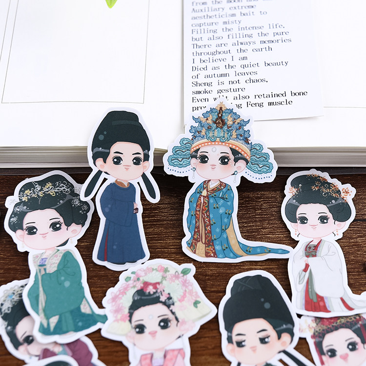 清平乐 手账贴纸可爱卡通手绘复古装饰 贴纸包素材 pvc半透明防水