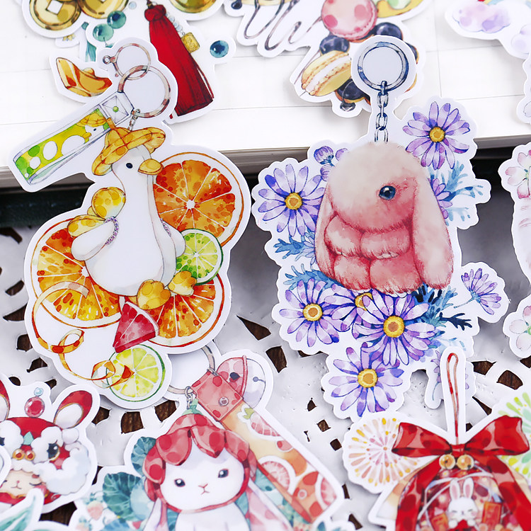 幸运钥匙扣 可爱手帐贴纸手账本手机壳表情包粘卡通日系贴画