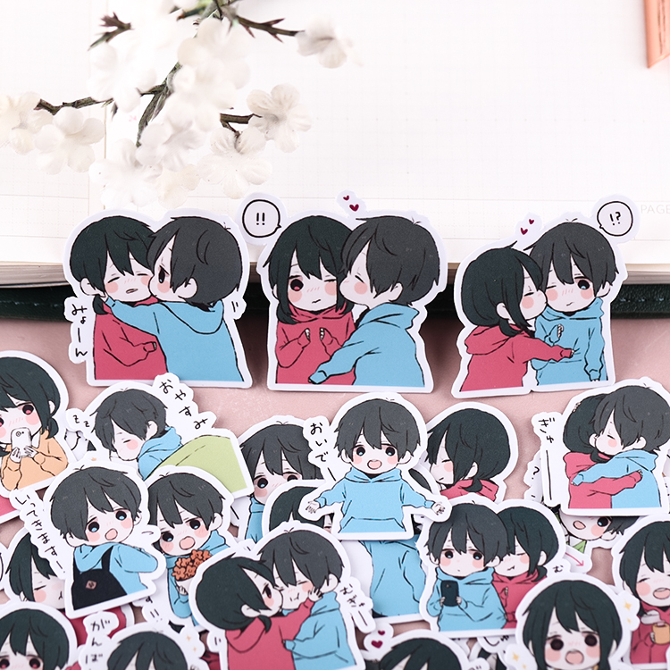 明蓝的时光可爱贴纸小情侣