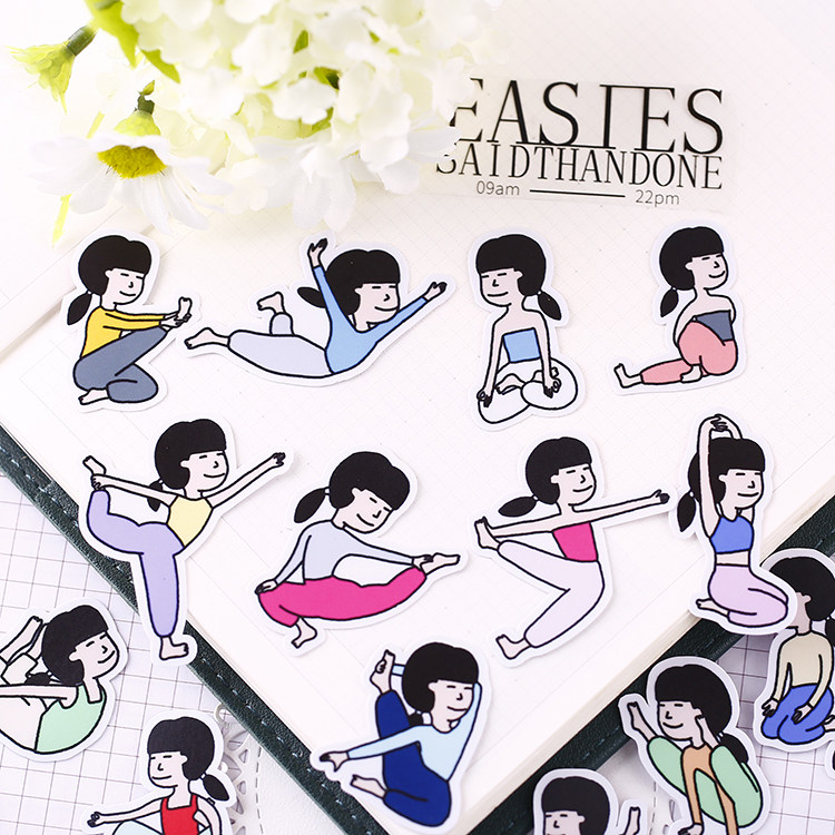 手账卡通贴纸手帐可爱diy相册ins风高颜值装饰小图案 可爱瑜伽,文具电教/文化用品/商务用品,贴纸/立体贴纸,淘宝优惠券,粉丝福利购,淘宝优惠卷