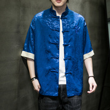 春夏季新款风暗龙绸缎提花冰丝汉服唐装短袖衬衫C969P55，男装T恤，星座305A（原312A-1）