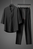 春夏新款风青年男士套装汉服唐装休闲两件套潮流TZ201-P110，男装休闲套装，星座305A（原312A-1）