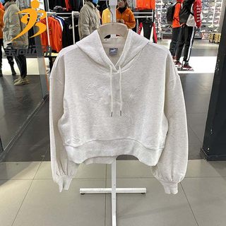 彪马短款卫衣女23秋新款运动服灯笼袖宽松连帽套头衫845599-01-02