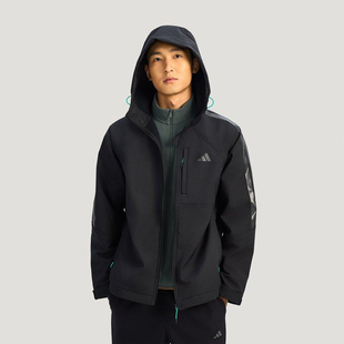 Adidas阿迪达斯拒水保暖夹克新款 男运动连帽抓绒梭织外套KR2496