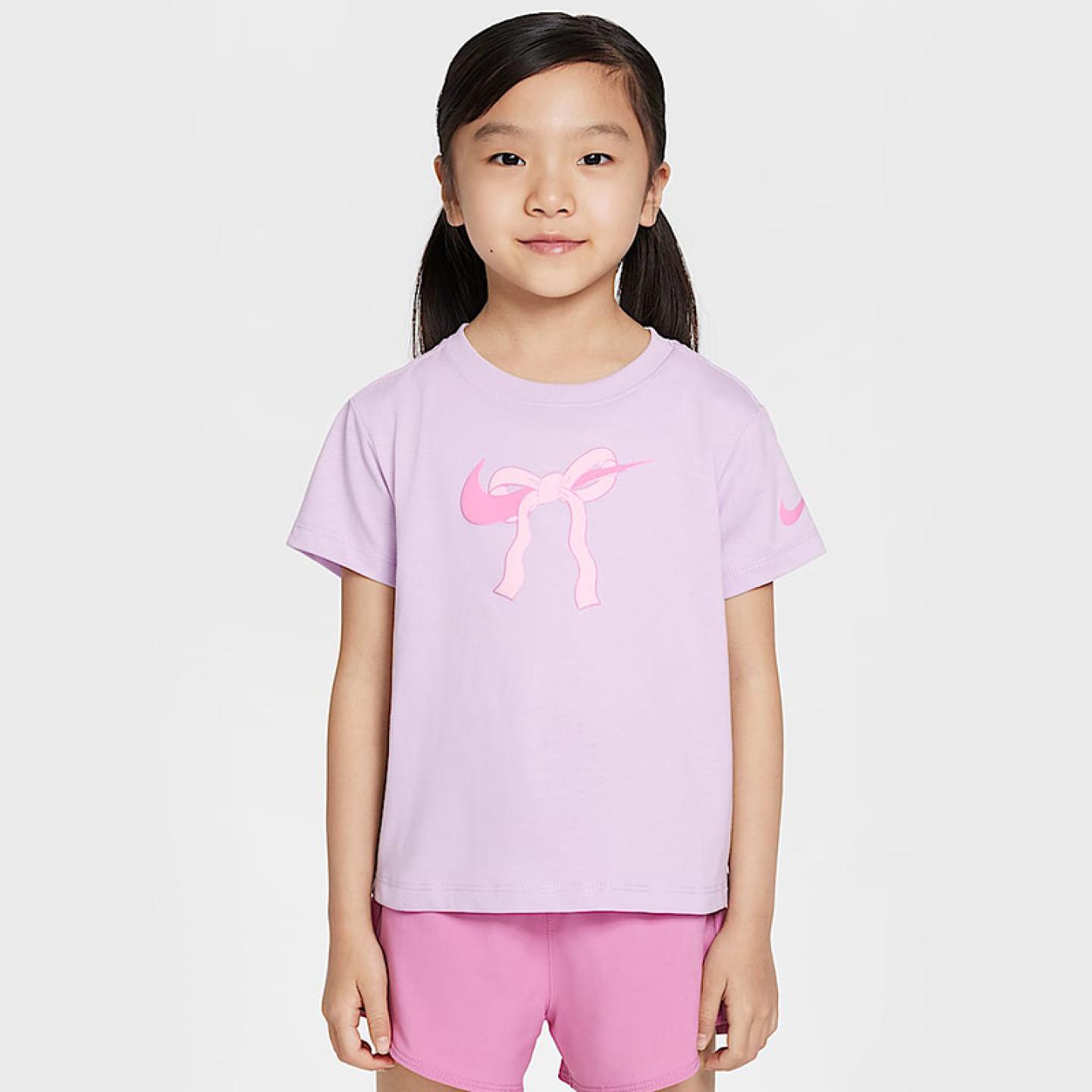 Nike耐克女童幼童T恤2025夏新款针织经典圆领舒适短袖II3526-537