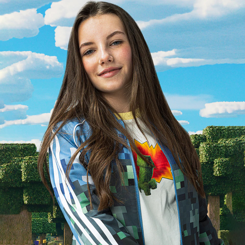 阿迪达斯2025秋季新款时尚我的世界联名外套大童儿童三叶草JZ9934