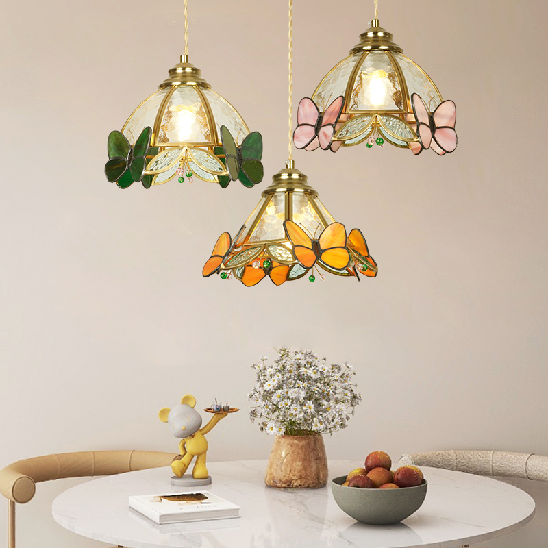 法式中古风蝴蝶玻璃餐厅吊灯