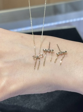 回馈款日系圣诞限定设计感蝴蝶结流苏项链s925银镀金耳环精致礼物