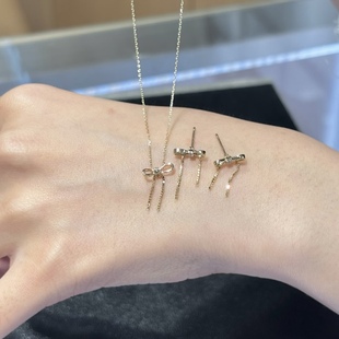 回馈款 日系圣诞限定设计感蝴蝶结流苏项链s925银镀金耳环精致礼物