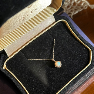 回馈 莫桑石双面项链锁骨链925银镀金女 日系A家圣诞限定天然欧泊