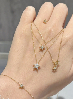 回馈款star 流星 s925银镀金莫桑石星星项链女锁骨链小众简约礼物