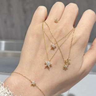 s925银镀金莫桑石星星项链女锁骨链小众简约礼物 流星 回馈款 star