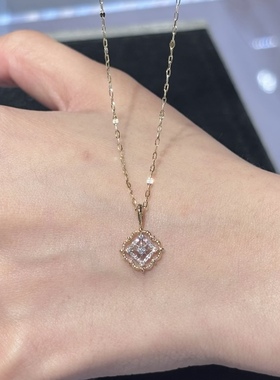 回馈款日系圣诞限定菱形镂空莫桑钻项链s925银镀金礼物女生精致