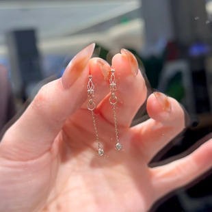 回馈款 日系小众设计感蕾丝流苏锆石耳环925银镀金礼物女精致质感